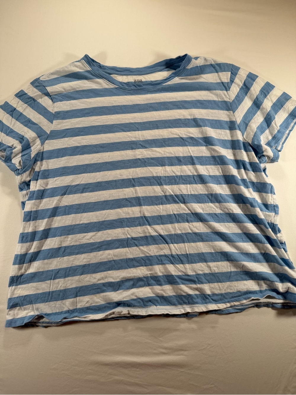 Striped Blue & White Tee - Casual Short Sleeve Shirt